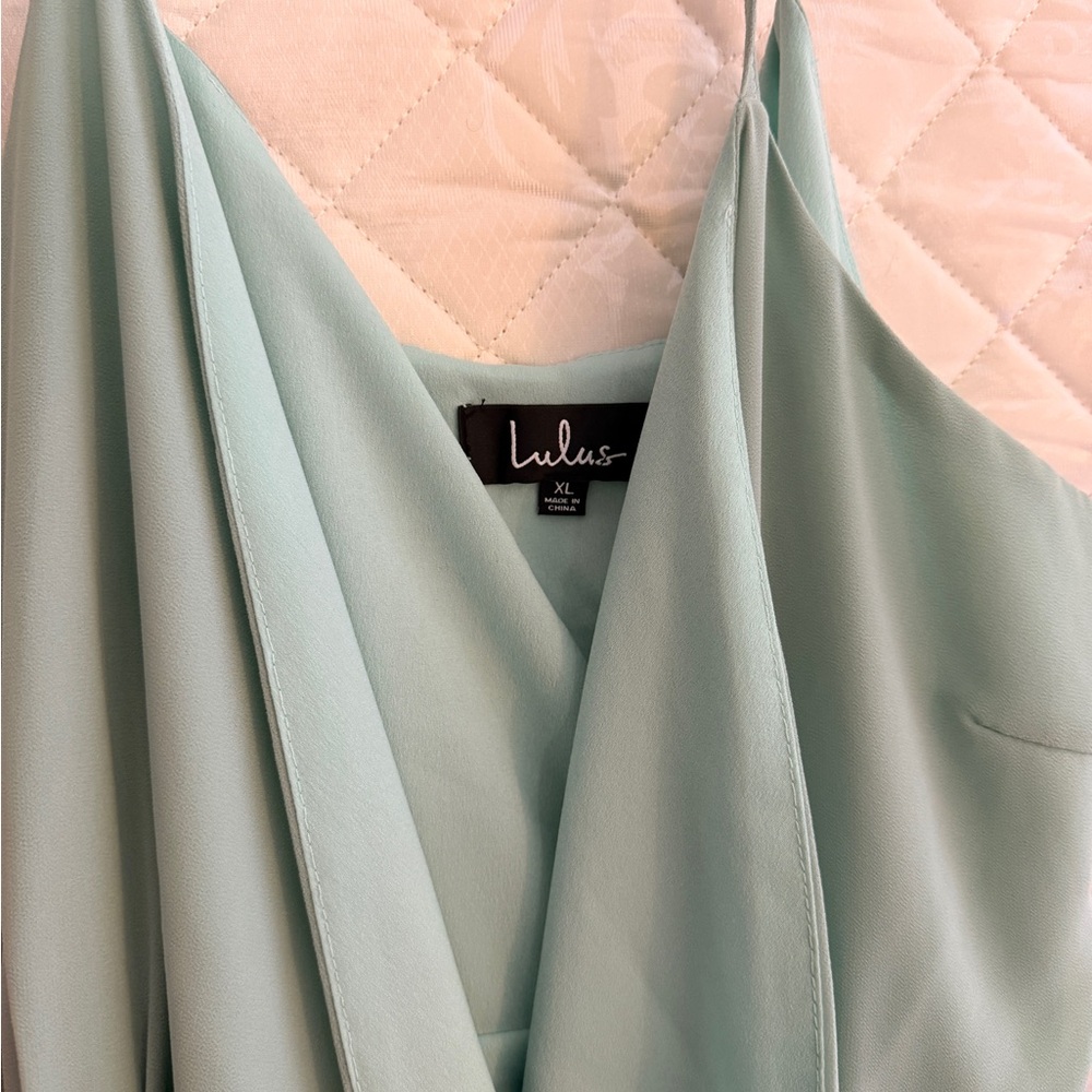 Lulu's Light Green Ruffle Hem Mini Dress - Picture 4 of 4